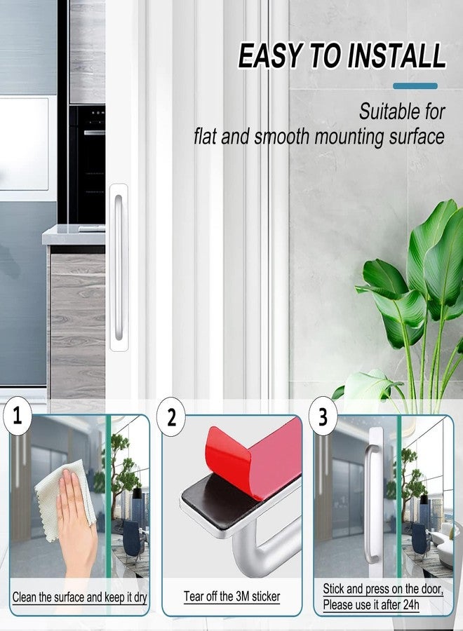 DHVSAM Adhesive Cabinet Handles, Self-Stick Instant Cabinet Handles Alloy No Drilling Push Pull Handles Helper for Kitchen Cabinet Drawer Window Sliding Closet (Silver, 2 Pcs) - Image 5